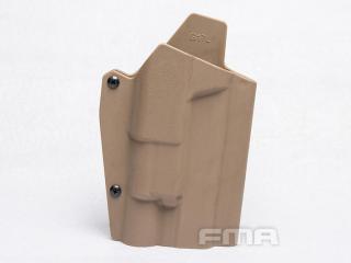 FMA Opaskové plastové pouzdro - holster pro Glock se svítilnou, dlouhé, pískové