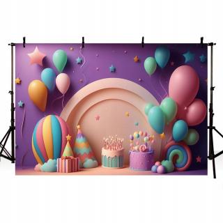Fotografické pozadí pro klenutý balónkový dort na uro