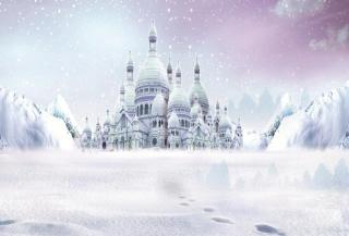 Fotografické pozadí zimní les hrad země divů pok