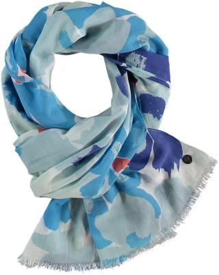 Fraas Dámský obdélníkový šátek Flower Design 609031 - modrá