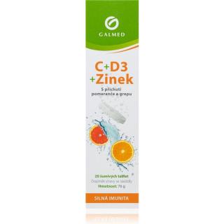 Galmed Vitamin C +Vitamín D3+Zinek doplněk stravy se sladidly pro posílení imunity příchuť Orange and Grapefruit 20 ks