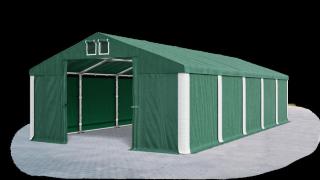 Garážový stan 4x8x2m střecha PVC 560g/m2 boky PVC 500g/m2 konstrukce ZIMA Zelená Zelená Bílé,Garážový stan 4x8x2m střecha PVC 560g/m2 boky PVC 500g/m2