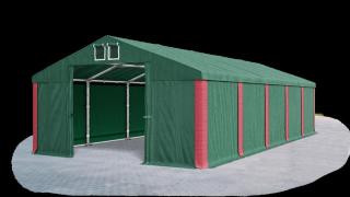 Garážový stan 5x10x3m střecha PVC 560g/m2 boky PVC 500g/m2 konstrukce ZIMA Zelená Zelená Červené,Garážový stan 5x10x3m střecha PVC 560g/m2 boky PVC 50