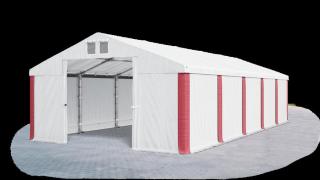 Garážový stan 6x10x3,5m střecha PVC 560g/m2 boky PVC 500g/m2 konstrukce ZIMA Bílá Bílá Červené,Garážový stan 6x10x3,5m střecha PVC 560g/m2 boky PVC 50