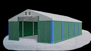 Garážový stan 6x10x3m střecha PVC 560g/m2 boky PVC 500g/m2 konstrukce ZIMA Zelená Šedá Modré,Garážový stan 6x10x3m střecha PVC 560g/m2 boky PVC 500g/m