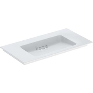 Geberit ONE - Umyvadlo nábytkové 900x480x130 mm, skrytý přepad, bez otvoru pro baterii, vodorovný odtok, KeraTect, bílá 505.005.00.1