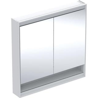 Geberit ONE - Zrcadlová skříňka s LED osvětlením, 900x900x150 mm, 2 dvířka, s nikou, bílá 505.833.00.2