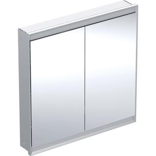 Geberit ONE - Zrcadlová skříňka s LED osvětlením, 900x900x150 mm, 2 dvířka, vestavná, hliník 505.803.00.1