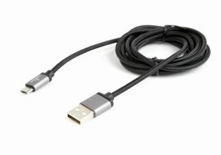 GEMBIRD Opletaný MicroUSB - USB 2.0, M/M, 1,8 m, černý