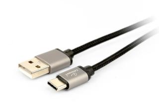 GEMBIRD Opletaný USB-C - USB 2.0, M/M, 1,8 m, černý