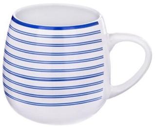 German Hrnek Blue design / 580 ml / keramika / pruhy / bílá/modrá