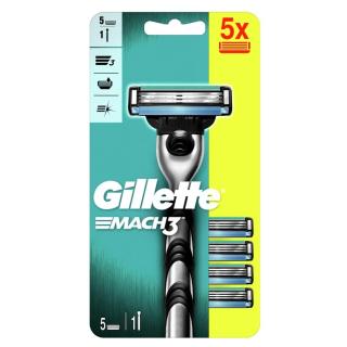 GILLETTE Mach3 Holící strojek + Náhradní hlavice 5 ks