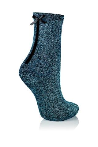GLAMOUR SOCKS dámské ponožky s mašličkou s lurexem, modrá KNITTEX Varianta: modrá, vel. uni