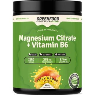 GreenFood Nutrition Performance Magnesium Citrate + Vitamin B6 podpora spánku a regenerace příchuť Juicy Mango 420 g