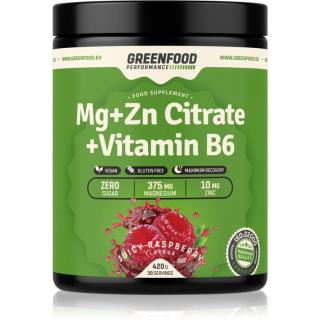 GreenFood Nutrition Performance Mg + Zn Citrate + Vitamin B6 prášek na přípravu nápoje s minerály příchuť Juicy Raspberry 420 g