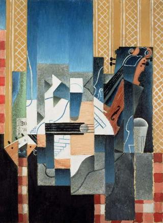 Gris, Juan - Obrazová reprodukce Still Life with Violin and Guitar, 1913,