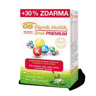 GS Vápník, Hořčík, Zinek PREMIUM s vitaminem D, 100+30 tablet