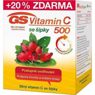 Gs Vitamin C500+šípky Tbl.50+10 čr/sk