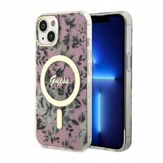 Guess Flower MagSafe Kryt na iPhone 14 Plus (Růžový