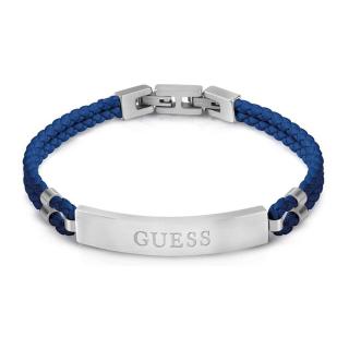 Guess Modrý kožený náramek Malibu JUMB01346JWSTJBT/U