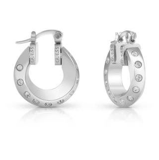 Guess Ocelové náušnice kruhy s krystaly Hoops Don`t Lie JUBE01487JWRHT/U