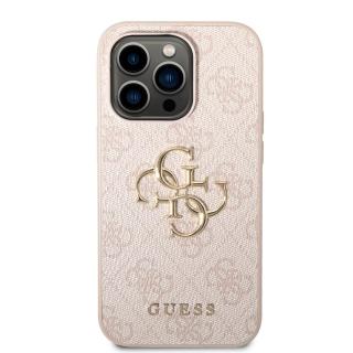 Guess PU 4G Metal Logo Zadní Kryt pro iPhone 15 Pro Pink