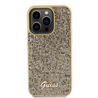 Guess PU Square Mirror Script Logo Zadní Kryt pro iPhone 15 Pro Gold