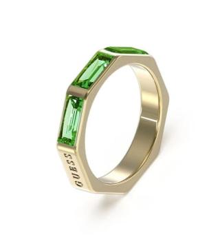 Guess Slušivý prsten se zelenými kubickými zirkony JUBR03174JWYGEM52 54 mm