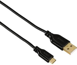 Hama kabel micro Usb kabel Flexi-slim, oboustranný konektor, 0,75 m, černý