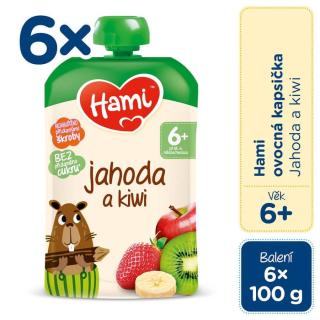 Hami ovocná kapsička Jahoda a kiwi 6x 100g