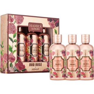 Hamidi Luxury Oud Rose - sprchový gel 95 ml + tělové mléko 95 ml + šampon a kondicionér  95 ml