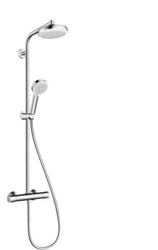 Hansgrohe Crometta 160 - Sprchový set Showerpipe s termostatem, 4 proudy, EcoSmart 9 l/min, bílá/chrom 27265400