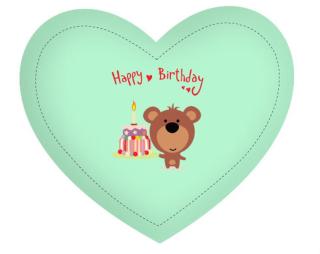 Happy Birthday Bear Polštář Srdce