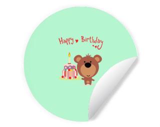 Happy Birthday Bear Samolepky kruh