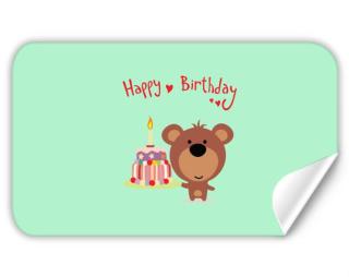 Happy Birthday Bear Samolepky obdelník