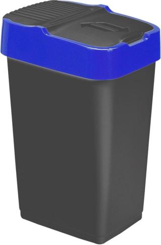 Heidrun Odpadkový koš 60 l, černý s modrým pruhem - zánovní