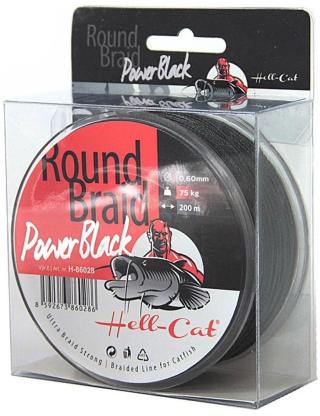 Hell-cat splétaná šňůra round braid power black 200 m-průměr 0,70 mm / nosnost 85 kg