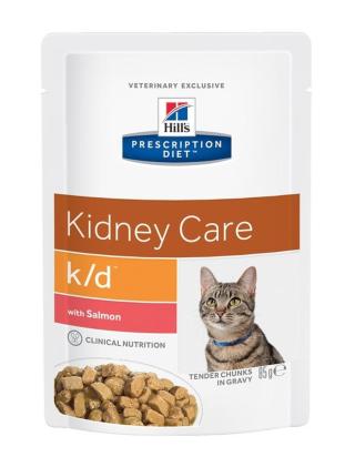 Hill's Prescription Diet k/d Kidney Care krmivo pro kočky , losos - v hliníkovej kapsičke 12 x 85 g