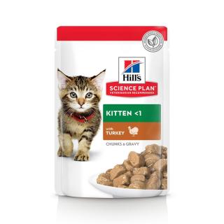 Hill's Science Plan Kitten krmivo pro kočky s krůtím - kapsičky 12 x 85 g.