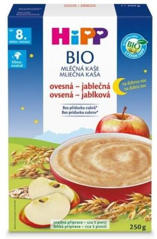 HiPP BIO Mléčná kaše na dobrou noc ovesná-jablečná od 8.měsíce, 6 x 250g