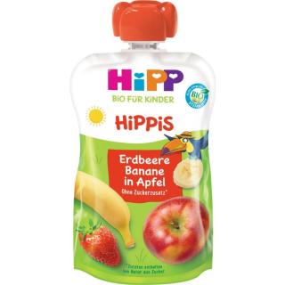 Hipp HiPPis BIO 100% ovoce jablko - banán - jahoda ovocný příkrm pro děti 100 g