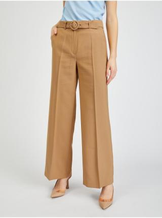 Hnědé dámské široké kalhoty s páskem ORSAY