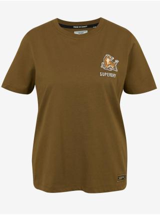 Hnědé dámské tričko Superdry Military Narrative Tee