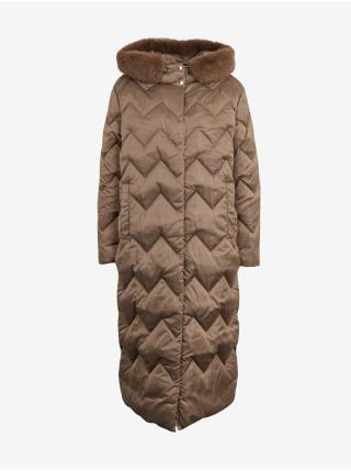 Hnědý dámský péřový zimní prošívaný kabát Geox Chloo