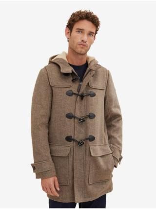 Hnědý pánský zimní kabát s kapucí a příměsí vlny Tom Tailor