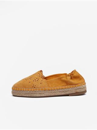 Hořčicové semišové espadrilky Tamaris