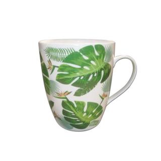 Hrnek porcelánový dekor listy/strelitzia 0,8l