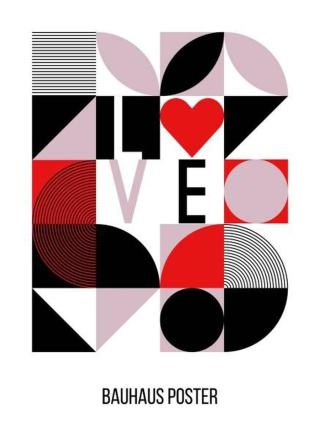 Ilustrace Abstract geometric bauhaus poster. Heart, love,, Ekaterina Dukhanina,