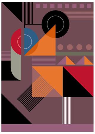 Ilustrace Bauhaus muted background illustration, johnwoodcock,