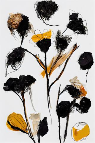 Ilustrace Black Dry Flowers, Treechild,